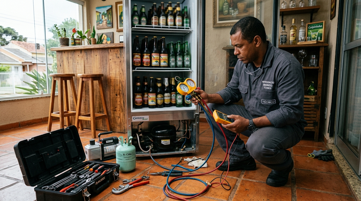 Técnico de conserto de cervejeira em residência em Betim‑MG